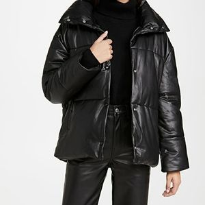 NWT Avec Les Filles Faux Leather Puffer Jacket